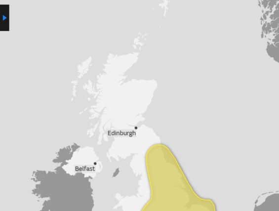 Yellow weather warning alert