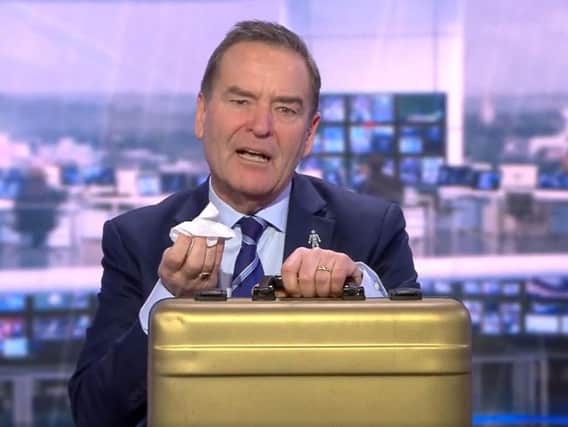 Jeff Stelling holds back tears as he announces that somebody has won his 1million. Picture: Sky Sports