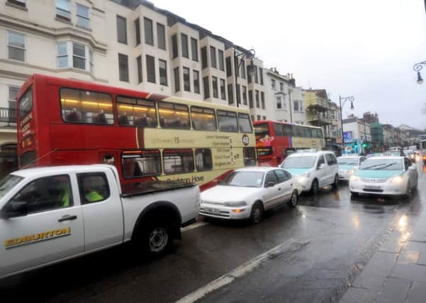 Queens Road, Brighton, heavy with traffic