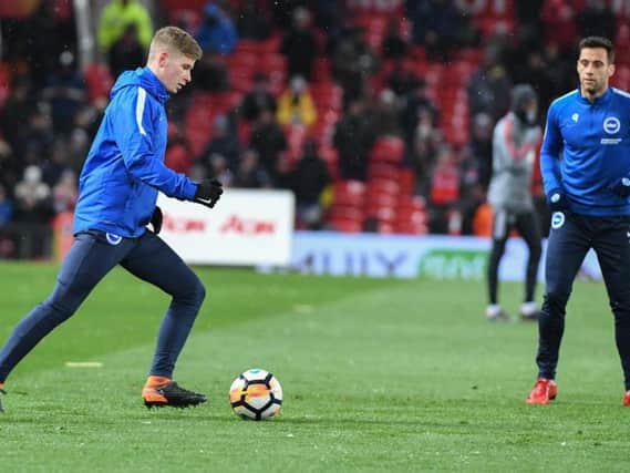 Max Sanders warms up at Old Trafford. Picture by Phil Westlake (PW Sporting Photography)