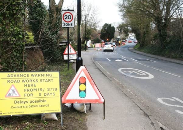 Roadworks for the new traffic calming scheme in Station Road, Angmering, taken in March 2018. Photo by Derek Martin Photography