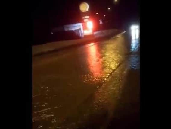 The burst pipe flooded Worthing Road in Littlehampton in the early hours of Monday. Picture: Oliver Bulezuik