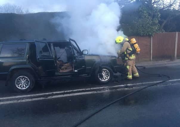 Woodgate car fire. Pic: West Sussex Fire & Rescue Service