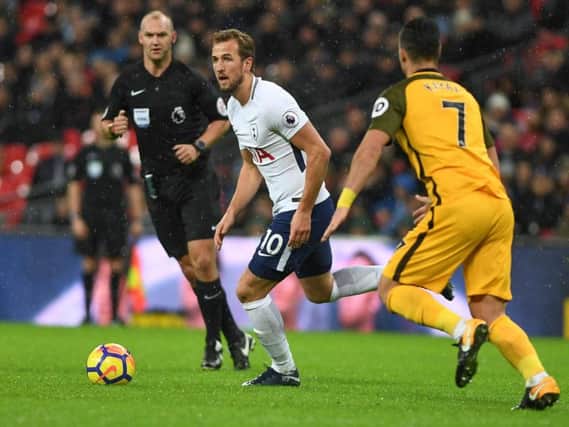 Harry Kane in action against Albion at Wembley. Picture by Phil Westlake (PW Sporting Photography)