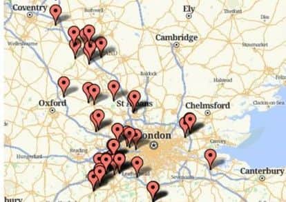 Locations of where the burglaries have taken place