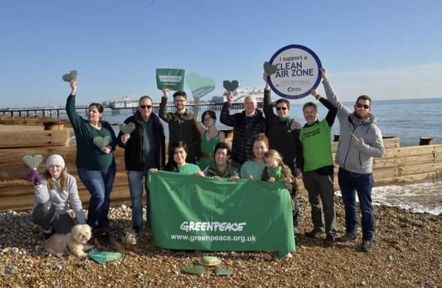 Greenpeace on Eastbourne beach to highlight the need for cleaning up our beaches for the good of our environment (Photo by Jon Rigby)