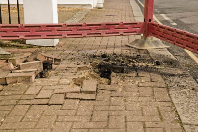 Part of a pavement exploded in Hurstpierpoint. Photo by Eddie Howland