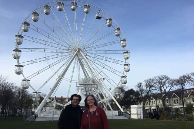 Worthing Herald reporters James Butler and Elaine Hammond were among the first people to try out the Worthing Wheel in Steyne Gardens