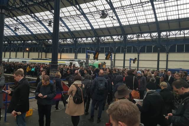 A busy Brighton railway station this morning due to the trespassing incident. Picture: Joshua Powling