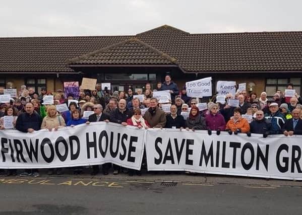 Hundreds turned out to protest the planned closures earlier this month