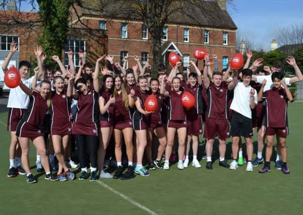 Year-11 students at Our Lady of Sion Senior School celebrating their Sport Relief efforts