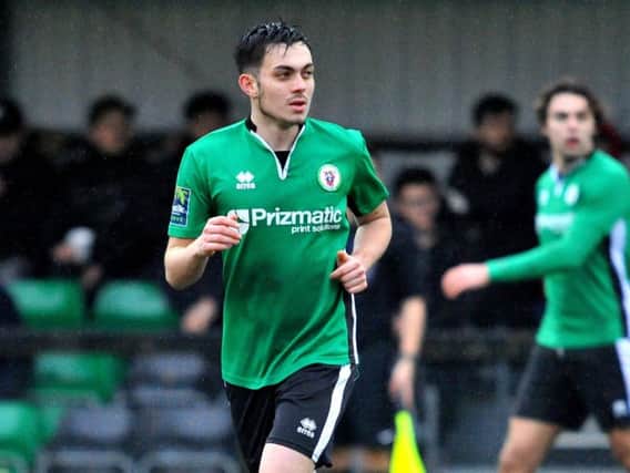 Connor Tighe scored both Hillians' goals at Merstham
