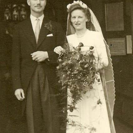 Madge and Basil on their wedding day on October 16, 1948