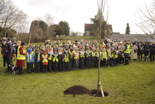 Pupils from St Margaret's CE Primary School at the tree planting event