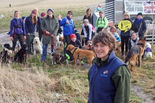 Farmer Caroline Harriott and supporters at last months awareness event at Cissbury Ring
