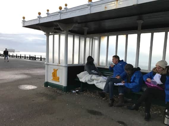 Volunteers for Galvanise Brighton and Hove, speaking to rough sleepers SUS-170612-110800001