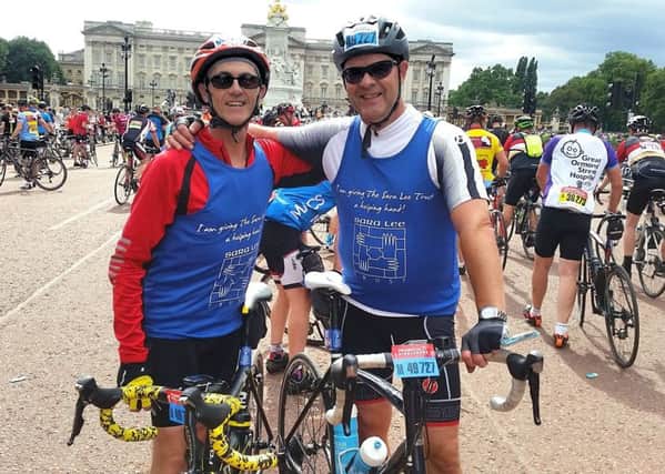 Steve Medhurst and Steve Haffenden taking part lin ast year's Prudential Ride London-Surrey for The Sara Lee Trust SUS-180304-114606001