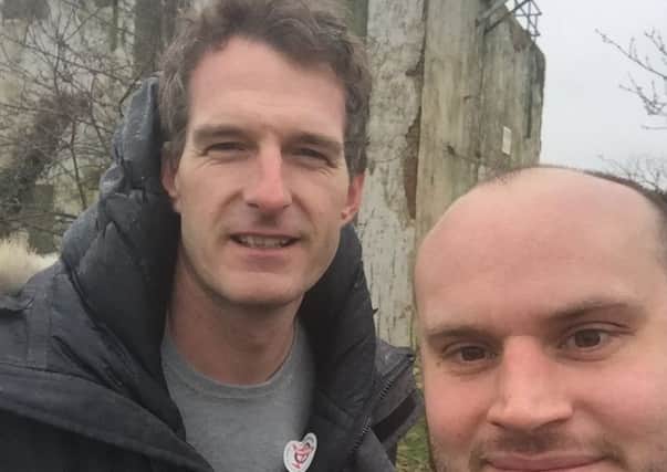 'History guy' Dan Snow with cllr Matt Gover-Wren at the airfield control tower in Tangmere.