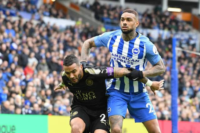 Jurgen Locadia and Danny Simpson tussle. Pictures by PW Sporting Photography