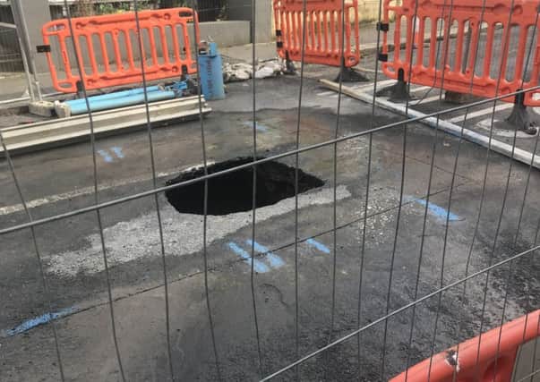 The sinkhole was first reported on Friday (March 30). Picture supplied by Daniel Burton