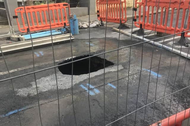 The sinkhole was first reported on Friday (March 30). Picture supplied by Daniel Burton
