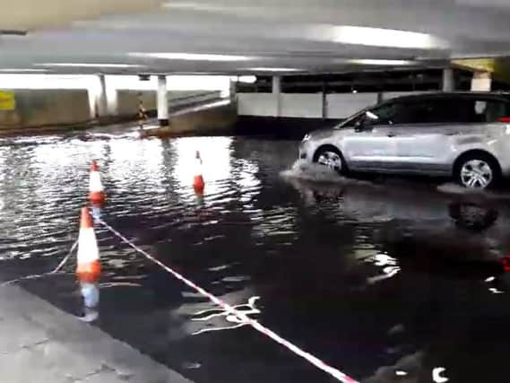 The flooded Avenue de Chartre car park on Saturday