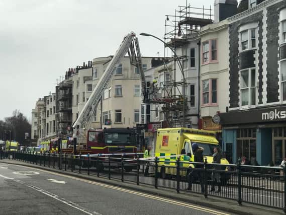 Emergency services at the scene (Photograph: Eddie Mitchell)