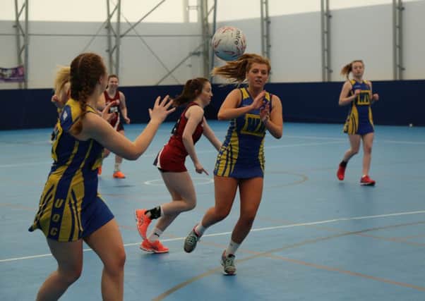 Netball action from the Chichester-Winchester varsity day / Picture by John Geeson
