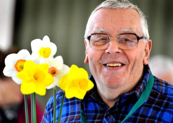 Michael Figg with some daffodils at the show. Picture: Steve Robards