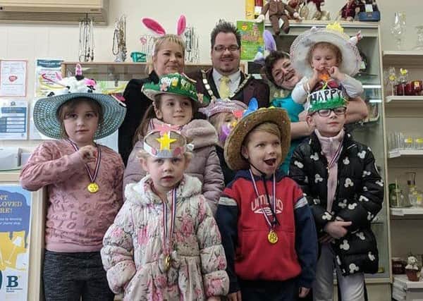 Easter bonnet competition at the St Barnabas House shop in Wick