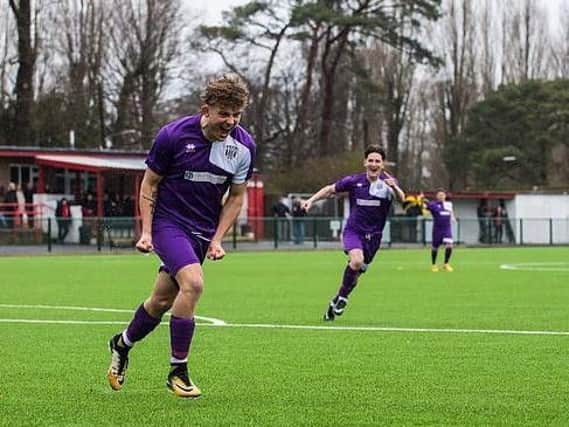 Luke Brodie netted his first goals for East Preston in the emphatic Easter Monday win over Worthing United. Picture by David Jeffery