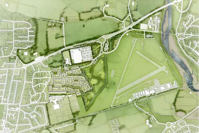 An aerial view of how Lancing could look with IKEA and new homes south of the A27