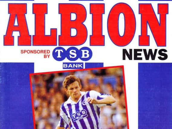 The front cover of the matchday programme when Albion played Huddersfield in 1992