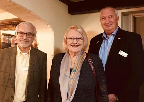 Susanne Rea with Storrington & Pulborough District Rotary President Brian Parfitt (left) and Rotary District Governor Elect David Easton SUS-180404-140914001