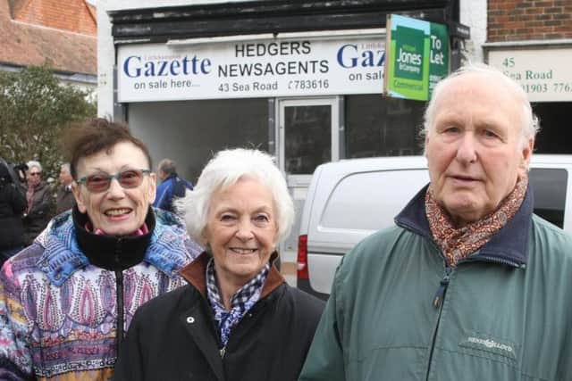 (Left to right) Mary Fiddimore, Jeanette Russell, and Peter Dyer were among residents to pay tribute to Peter Field. Picture: Derek Martin