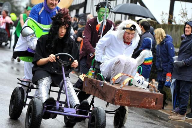 Dr Frankenstein and his monster took on Buzz Lightyear  at the Bolney Pram race