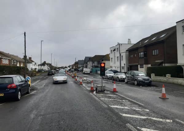 There was heavy traffic in Lancing when roadworks were in place in March. Photo: Eddie Mitchell