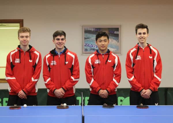 The Whitgift School line-up representing England at the World Schools Championships (from left) George Hazell, James Smith, Jason Kwok, Reiss Vydelingum SUS-180804-222942002
