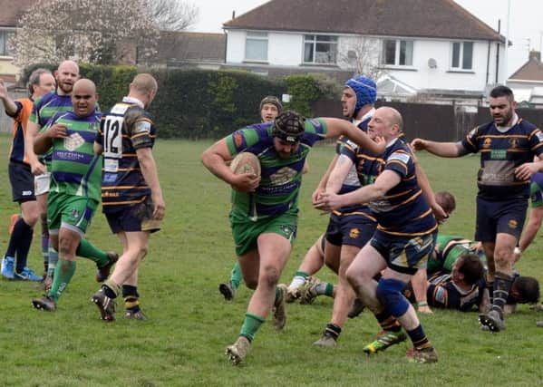 Pat Gibbs on the charge in Bognor's big win over IoW / Picture by Kate Shemilt