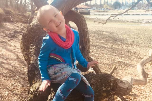 Snowy, who has just turned five, is nearing the end of her treatment for Rhabdomyosarcoma, a rare form of childhood cancer