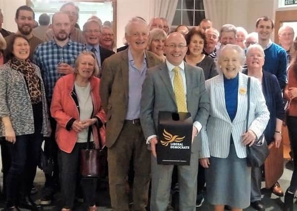 Robert Eggleston after being selected as his party's general election candidate with some of the members Mid Sussex Liberal Democrats.