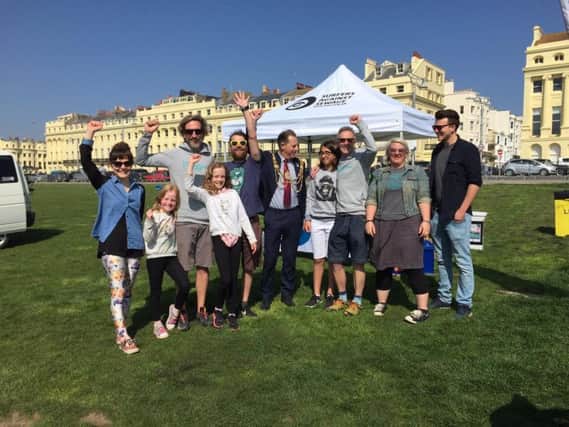 Surfers Against Sewage campaigners with former city mayor Pete West