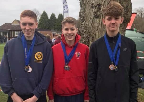 The Hastings Athletic Club under-15 boys' team which won gold at the Sussex Road Relays. Picture courtesy Terry Skelton