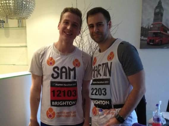 Jordanna is running in memory of Sam (left), who collapsed at the 17th mile of the Brighton Marathon in 2013