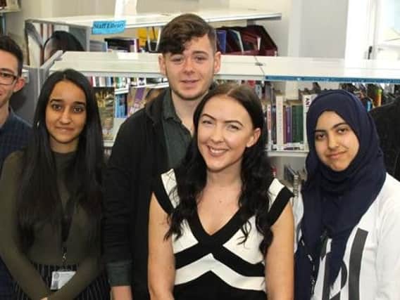 Hove Park School former student Kelly Romero (fourth from left) with sixth formers