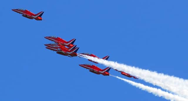 The Red Arrows display in 2012. Picture by Tony Coombes Photography