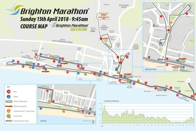 Brighton Marathon course map 2018 SUS-181104-104049001