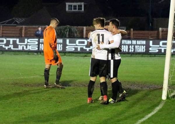 Pagham celebrate againsat Broadbridge Heath / Picture by Roger Smith