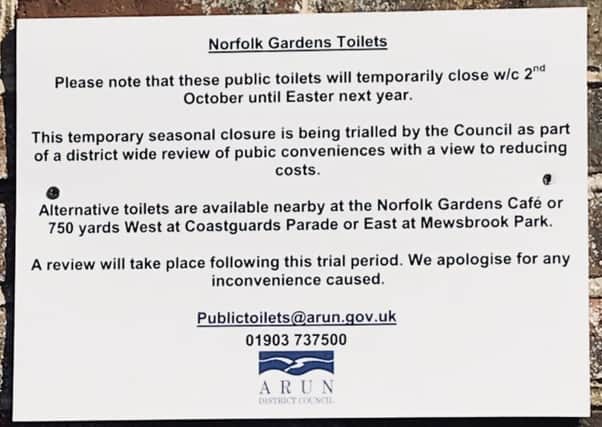 Norfolk Gardens toilets were closed during the winter months