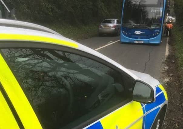 The broken down bus is causing delays for motorists. Picture: Mid Sussex Police
